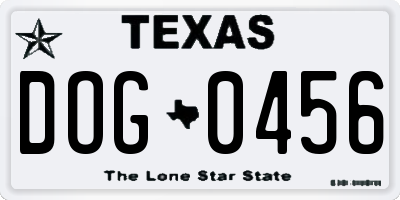TX license plate DOG0456