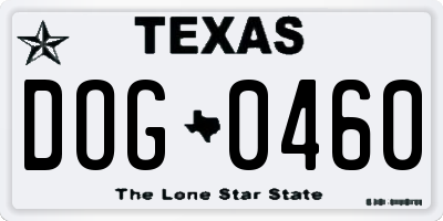 TX license plate DOG0460