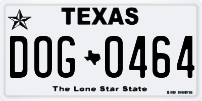 TX license plate DOG0464