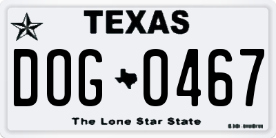 TX license plate DOG0467