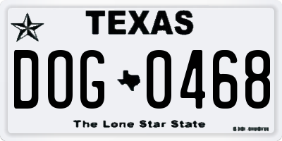 TX license plate DOG0468