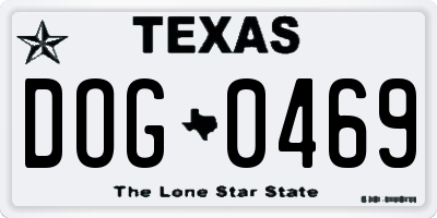 TX license plate DOG0469