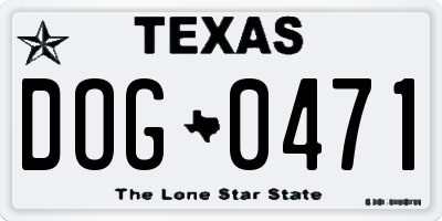 TX license plate DOG0471
