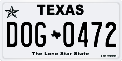 TX license plate DOG0472