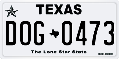 TX license plate DOG0473