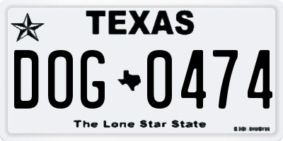TX license plate DOG0474