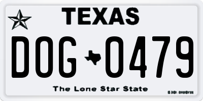 TX license plate DOG0479
