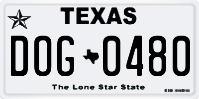 TX license plate DOG0480