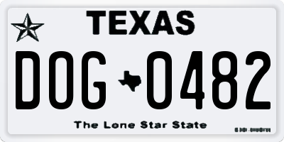 TX license plate DOG0482