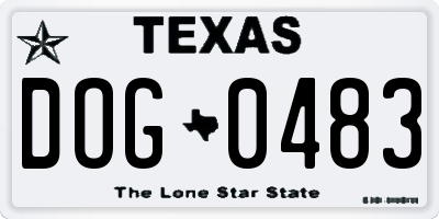 TX license plate DOG0483