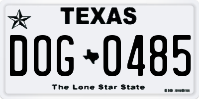 TX license plate DOG0485