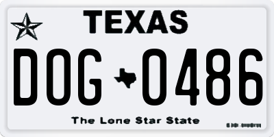 TX license plate DOG0486
