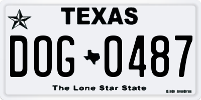 TX license plate DOG0487