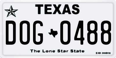 TX license plate DOG0488