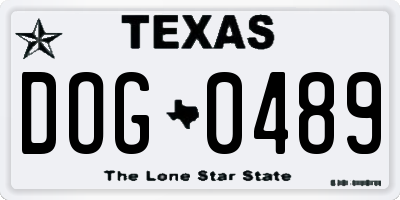 TX license plate DOG0489