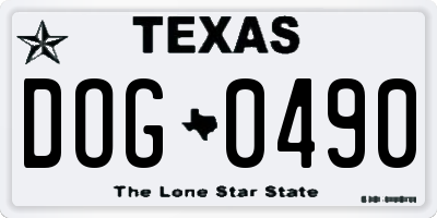 TX license plate DOG0490
