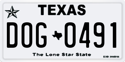 TX license plate DOG0491