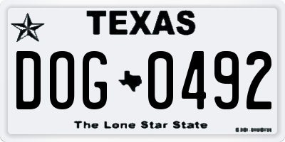 TX license plate DOG0492