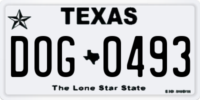 TX license plate DOG0493