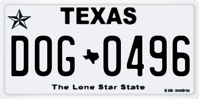TX license plate DOG0496