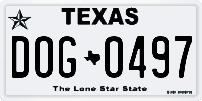 TX license plate DOG0497
