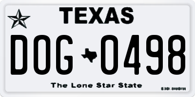 TX license plate DOG0498