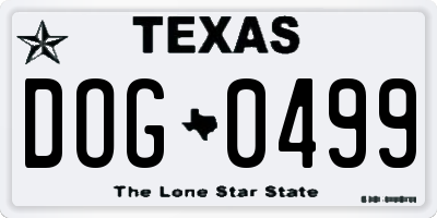 TX license plate DOG0499