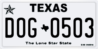 TX license plate DOG0503
