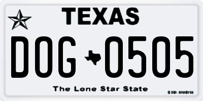 TX license plate DOG0505