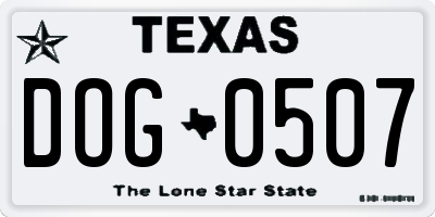 TX license plate DOG0507