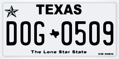 TX license plate DOG0509