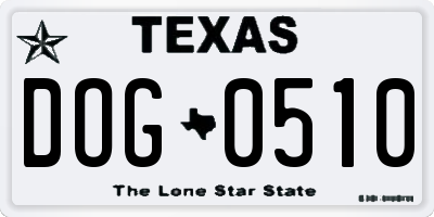 TX license plate DOG0510