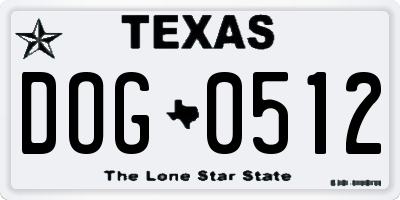 TX license plate DOG0512