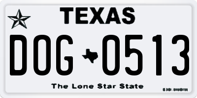 TX license plate DOG0513