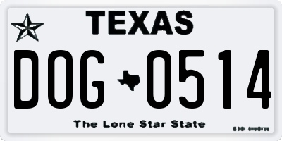 TX license plate DOG0514