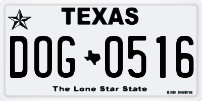 TX license plate DOG0516