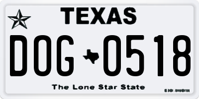TX license plate DOG0518