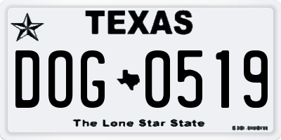 TX license plate DOG0519