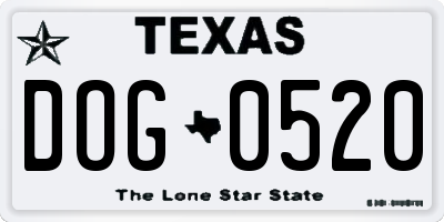 TX license plate DOG0520