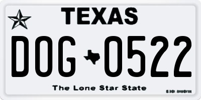 TX license plate DOG0522