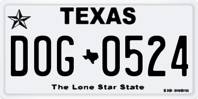 TX license plate DOG0524