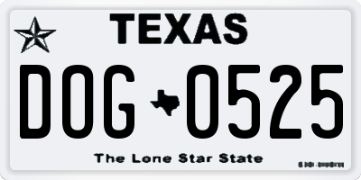TX license plate DOG0525