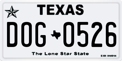 TX license plate DOG0526