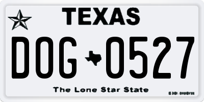 TX license plate DOG0527