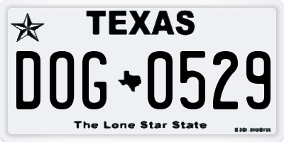 TX license plate DOG0529