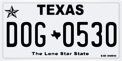 TX license plate DOG0530