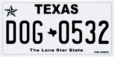TX license plate DOG0532