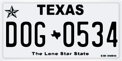 TX license plate DOG0534