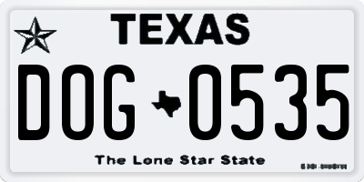 TX license plate DOG0535