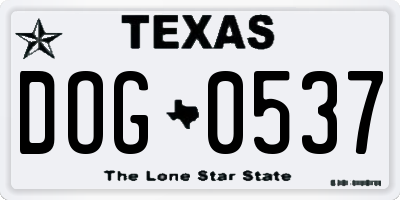 TX license plate DOG0537